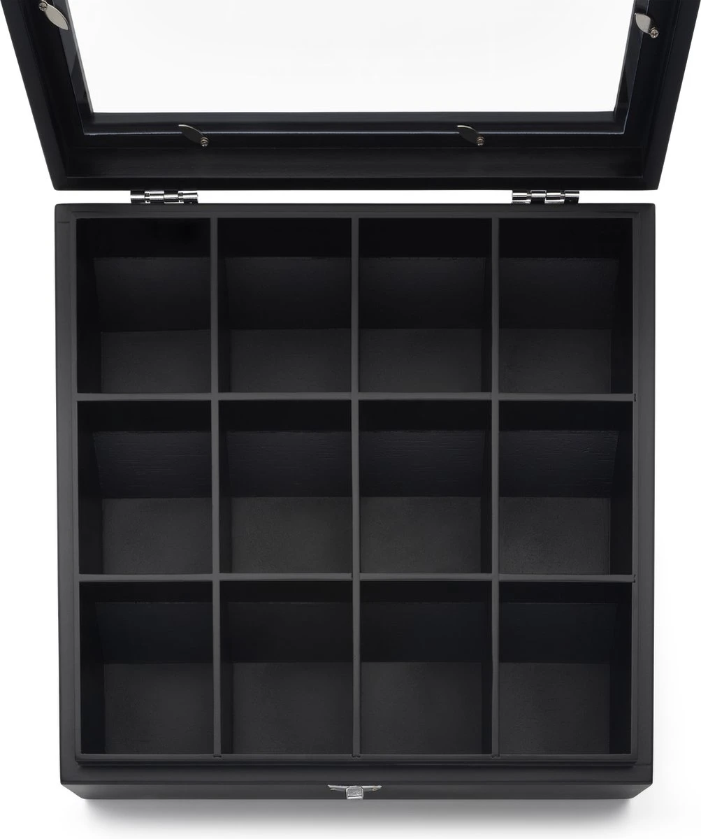 Bredemeijer - Theedoos 12-vaks Venster Bamboe Zwart 2 Bredemeijer - Theedoos 12-vaks Venster Bamboe Zwart - Afbeelding 2