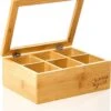 Bambuswald© Houten Theedoos Met 6 Vakken Gemaakt Van 100% Duurzame Bamboe
