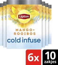 Lipton Cold Infuse Rooibos & Mango, Smaak Voor Koud Water Zonder Suiker En Calorieën - 6 X 10 Zakjes - NL-BIO-01 -Thee Promotie Winkel 1077x1200 3