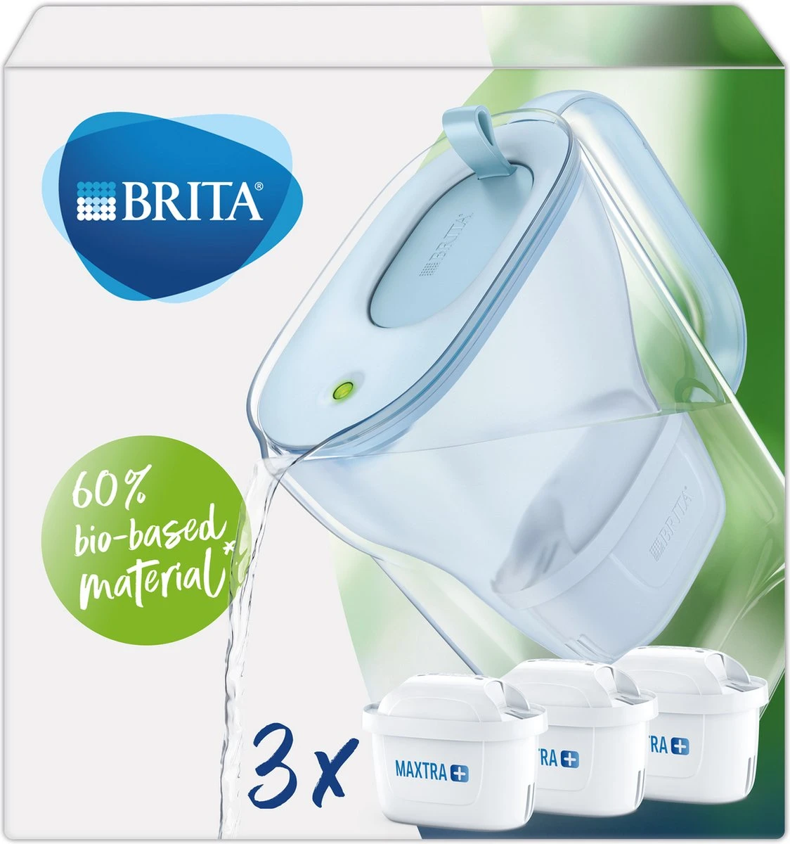 BRITA Waterfilterbundel Style Eco Cool Powder Blue + 3 MAXTRA+ Filterpatronen 1 BRITA Waterfilterbundel Style Eco Cool Powder Blue + 3 MAXTRA+ Filterpatronen