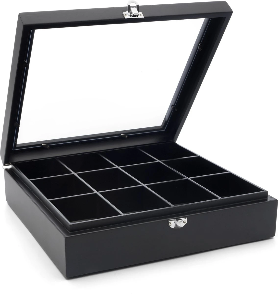 Bredemeijer - Theedoos 12-vaks Venster Bamboe Zwart 1 Bredemeijer - Theedoos 12-vaks Venster Bamboe Zwart