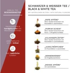Creano Theebloemen Geschenkset Kadoverpakking Theebloemen En Glazen Theekan - Witte Theebloemen En Zwarte Theebloemen (6 Stuks) -Thee Promotie Winkel 1155x1200 4