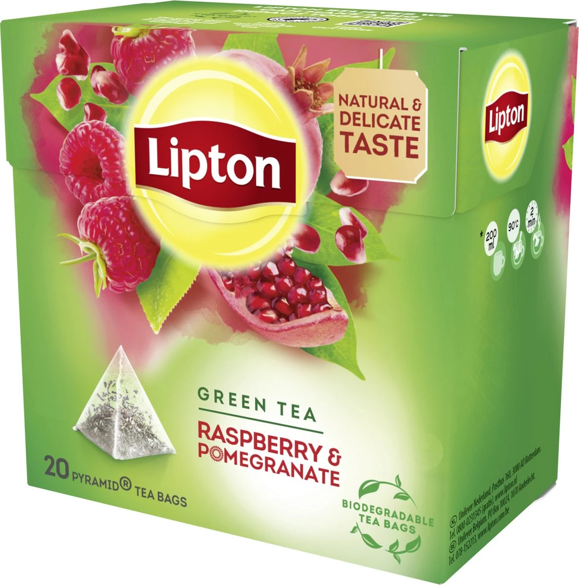 Lipton Raspberry Pomegranate Groene Thee, Met Een Smaakexplosie Van Framboos En Granaatappel - 4 X 20 Zakjes - PL-EKO-03 2 Lipton Raspberry Pomegranate Groene Thee, Met Een Smaakexplosie Van Framboos En Granaatappel - 4 X 20 Zakjes - PL-EKO-03 - Afbeelding 2