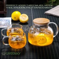 GREENKY Glazen Theepot Met Filter En Bamboe Deksel- Theekan - Duurzaam - Filter - Theehouder - Theeglas - Fruitkan - Schenkkan - Teapot - 1Liter - 1000ml 8 GREENKY Glazen Theepot Met Filter En Bamboe Deksel- Theekan - Duurzaam - Filter - Theehouder - Theeglas - Fruitkan - Schenkkan - Teapot - 1Liter - 1000ml -Thee Promotie Winkel 1191x1200