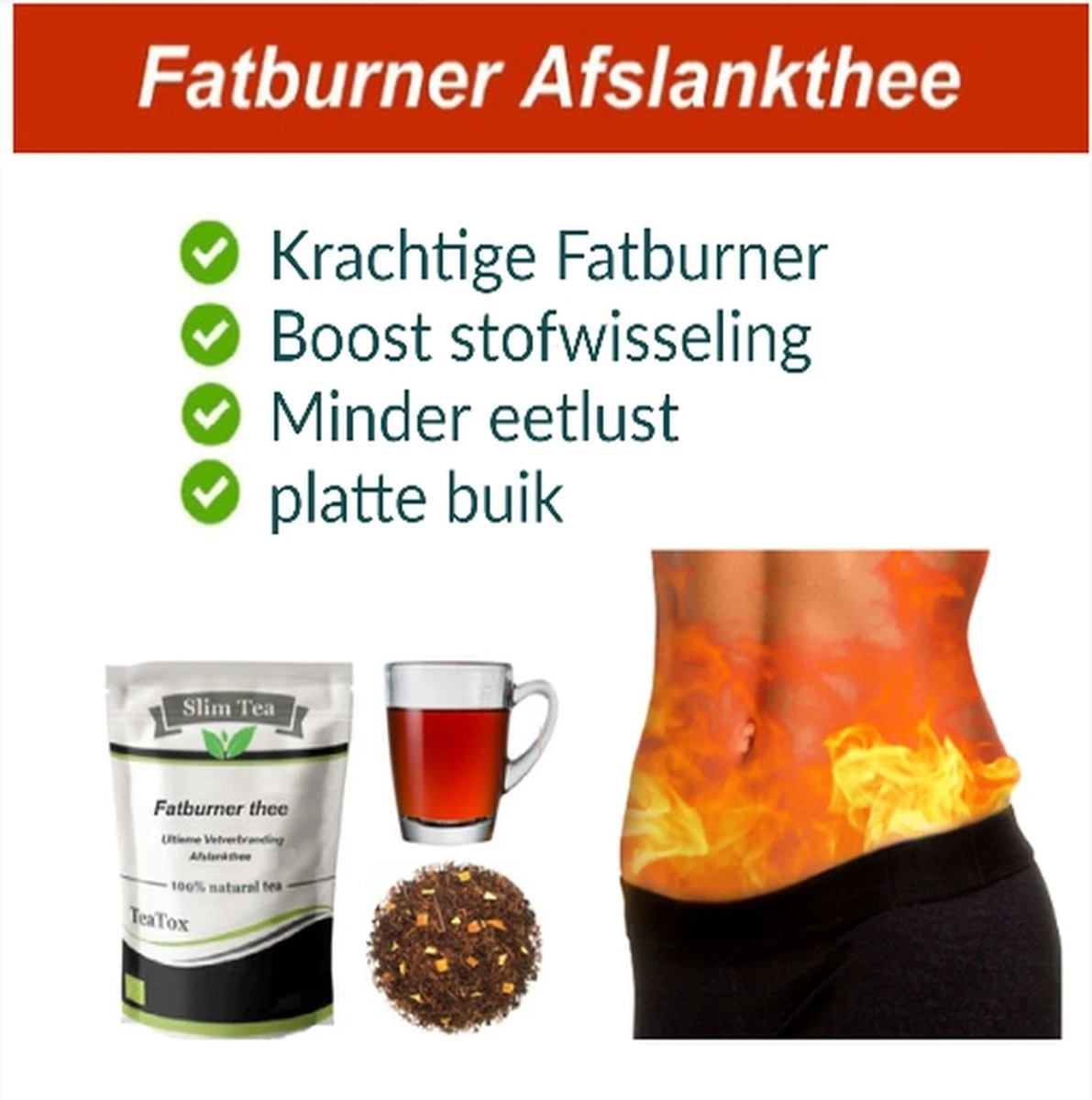 Slim Teatox Fatburner - Afslankthee - Vet Verbranden- Boost Stofwisseling- Afvallen-platte Buik 2 Slim Teatox Fatburner - Afslankthee - Vet Verbranden- Boost Stofwisseling- Afvallen-platte Buik - Afbeelding 2
