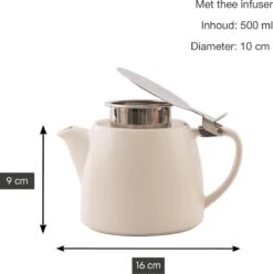 Point-Virgule - Theepot Met Thee Infuser - Mat - Gebroken Wit - 500ml -Thee Promotie Winkel 1196x1200