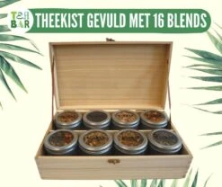 Houten Theekist Gevulde Theedoos Met 16 Blikjes Tea Bar Thee Theecadeau - Losse Thee G - 50 Koppen Per 100 Gram -Thee Promotie Winkel 1200x1010 1