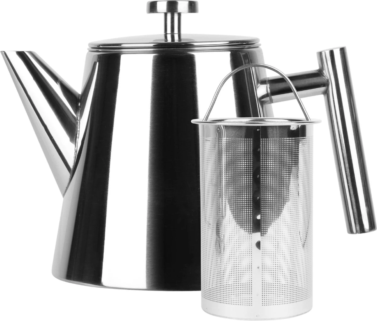 Castagnola Theepot Met Filter – Theekan – Theepot Dubbelwandig – Theepot Roestvrijstaal – Hoogwaardig RVS – 1 Liter – 5 Kopjes Thee – Zilver Glans 1 Castagnola Theepot Met Filter – Theekan – Theepot Dubbelwandig – Theepot Roestvrijstaal – Hoogwaardig RVS – 1 Liter – 5 Kopjes Thee – Zilver Glans