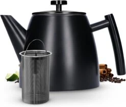Vaja® Camille Theepot Zwart Met Filter - 1 Liter - RVS - Dubbelwanding -Thee Promotie Winkel 1200x1022