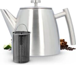 Vaja® Theepot Camille Met Filter - Zilver - 1.0L - RVS Dubbelwandig - Theekan -Thee Promotie Winkel 1200x1027 1