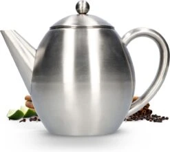 Vaja Valerie - Theepot Met Filter - Dubbelwandig - RVS - 1.2L -Thee Promotie Winkel 1200x1068