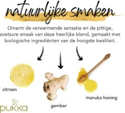 Pukka Lemon Ginger & Manuka Honey Thee, Met Gember, Citroen En Honing - 4 X 20 Zakjes - GB-BIO-05 -Thee Promotie Winkel 1200x1077 2