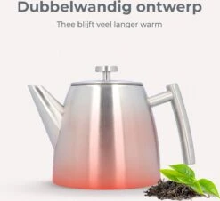 Vaja® Theepot Camille Met Filter - Zilver - 1.0L - RVS Dubbelwandig - Theekan -Thee Promotie Winkel 1200x1099 1