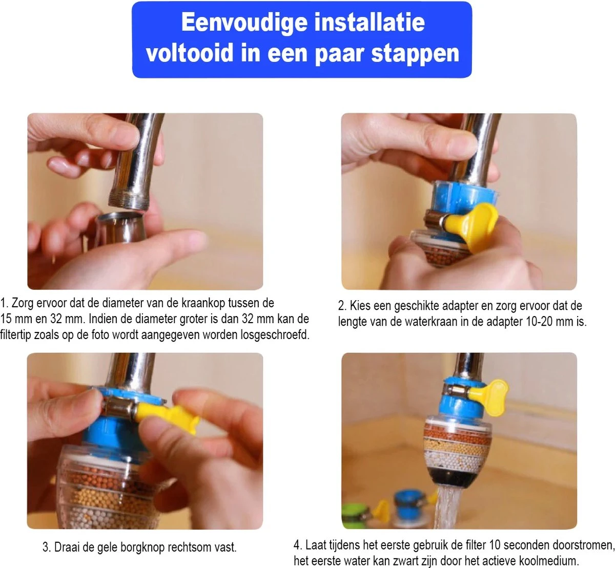 VINESS Waterfilter - Kraanfilter - Drinkwaterfilter - Waterzuivering - Waterbesparend - Duurzaam - Roze 5 VINESS Waterfilter - Kraanfilter - Drinkwaterfilter - Waterzuivering - Waterbesparend - Duurzaam - Roze - Afbeelding 5