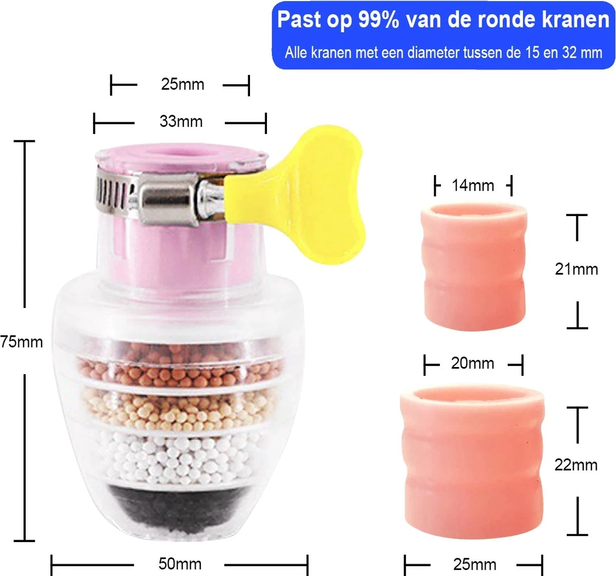 VINESS Waterfilter - Kraanfilter - Drinkwaterfilter - Waterzuivering - Waterbesparend - Duurzaam - Roze 8 VINESS Waterfilter - Kraanfilter - Drinkwaterfilter - Waterzuivering - Waterbesparend - Duurzaam - Roze - Afbeelding 8