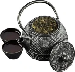 SakuraTea - Theepot Set - 4-delig - Gietijzer - Zwart - 0.8L - 2 Kopjes (100ml) -Thee Promotie Winkel 1200x1142