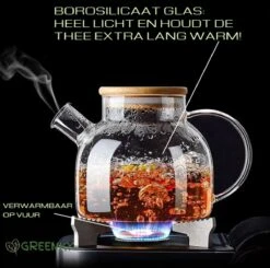 GREENKY Glazen Theepot Met Filter En Bamboe Deksel- Theekan - Duurzaam - Filter - Theehouder - Theeglas - Fruitkan - Schenkkan - Teapot - 1Liter - 1000ml 7 GREENKY Glazen Theepot Met Filter En Bamboe Deksel- Theekan - Duurzaam - Filter - Theehouder - Theeglas - Fruitkan - Schenkkan - Teapot - 1Liter - 1000ml -Thee Promotie Winkel 1200x1189