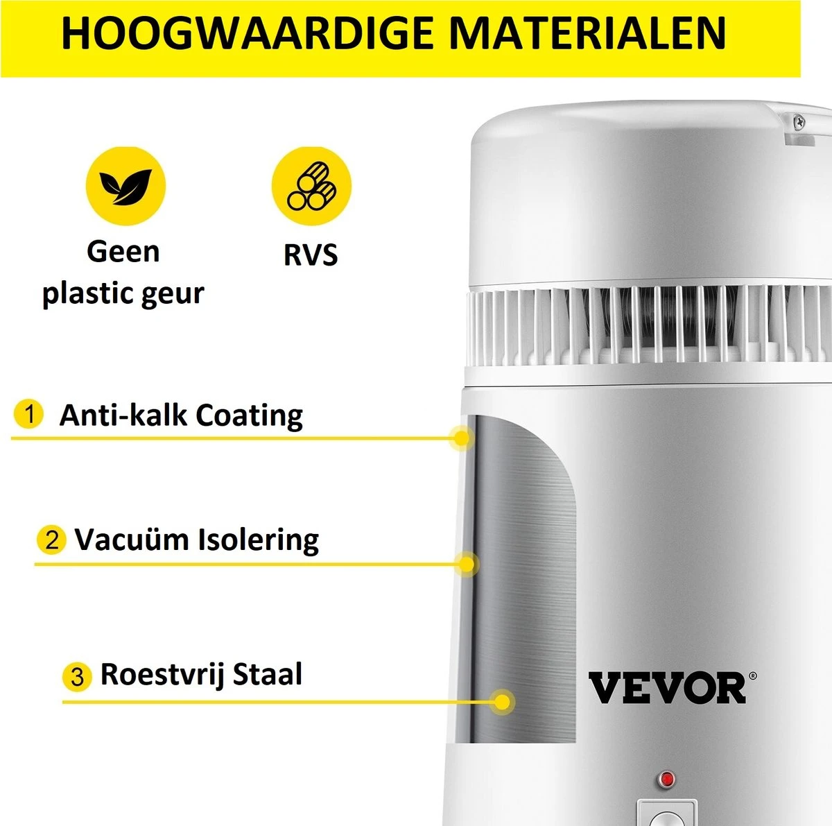 Vevor Destilleerapparaat- Destilleerketel - Water Destilleerder - 4L - Maak Zelf Gedestilleerd Water - Puur Water 2 Vevor Destilleerapparaat- Destilleerketel - Water Destilleerder - 4L - Maak Zelf Gedestilleerd Water - Puur Water - Afbeelding 2