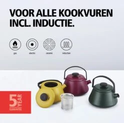 BRABANTIA T-TIME Donkergroene Theepot - Gietijzer - 0,7 L - Inclusief Zeefje -Thee Promotie Winkel 1200x1194 1