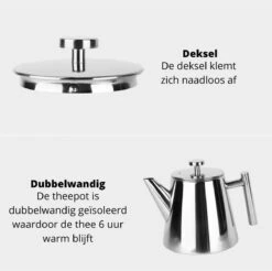 Castagnola Theepot Met Filter – Theekan – Theepot Dubbelwandig – Theepot Roestvrijstaal – Hoogwaardig RVS – 1 Liter – 5 Kopjes Thee – Zilver Glans 15 Castagnola Theepot Met Filter – Theekan – Theepot Dubbelwandig – Theepot Roestvrijstaal – Hoogwaardig RVS – 1 Liter – 5 Kopjes Thee – Zilver Glans -Thee Promotie Winkel 1200x1195 10