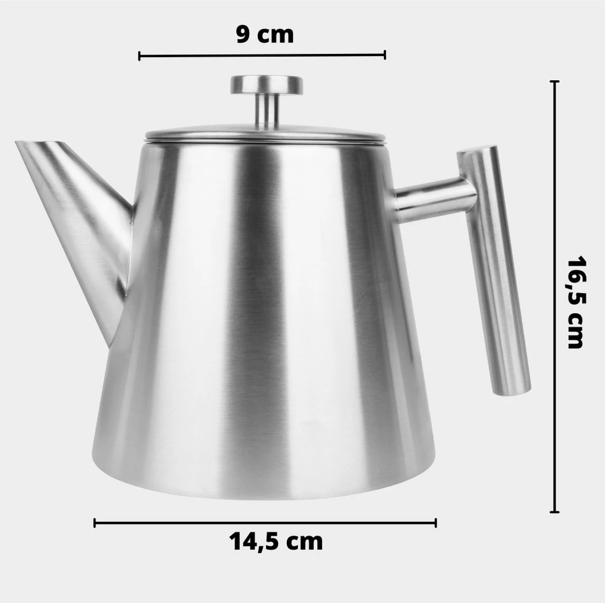 Castagnola Theepot Met Filter – Theekan – Theepot Dubbelwandig – Theepot Roestvrijstaal – Hoogwaardig RVS – 1 Liter – 5 Kopjes Thee – Zilver 3 Castagnola Theepot Met Filter – Theekan – Theepot Dubbelwandig – Theepot Roestvrijstaal – Hoogwaardig RVS – 1 Liter – 5 Kopjes Thee – Zilver - Afbeelding 3
