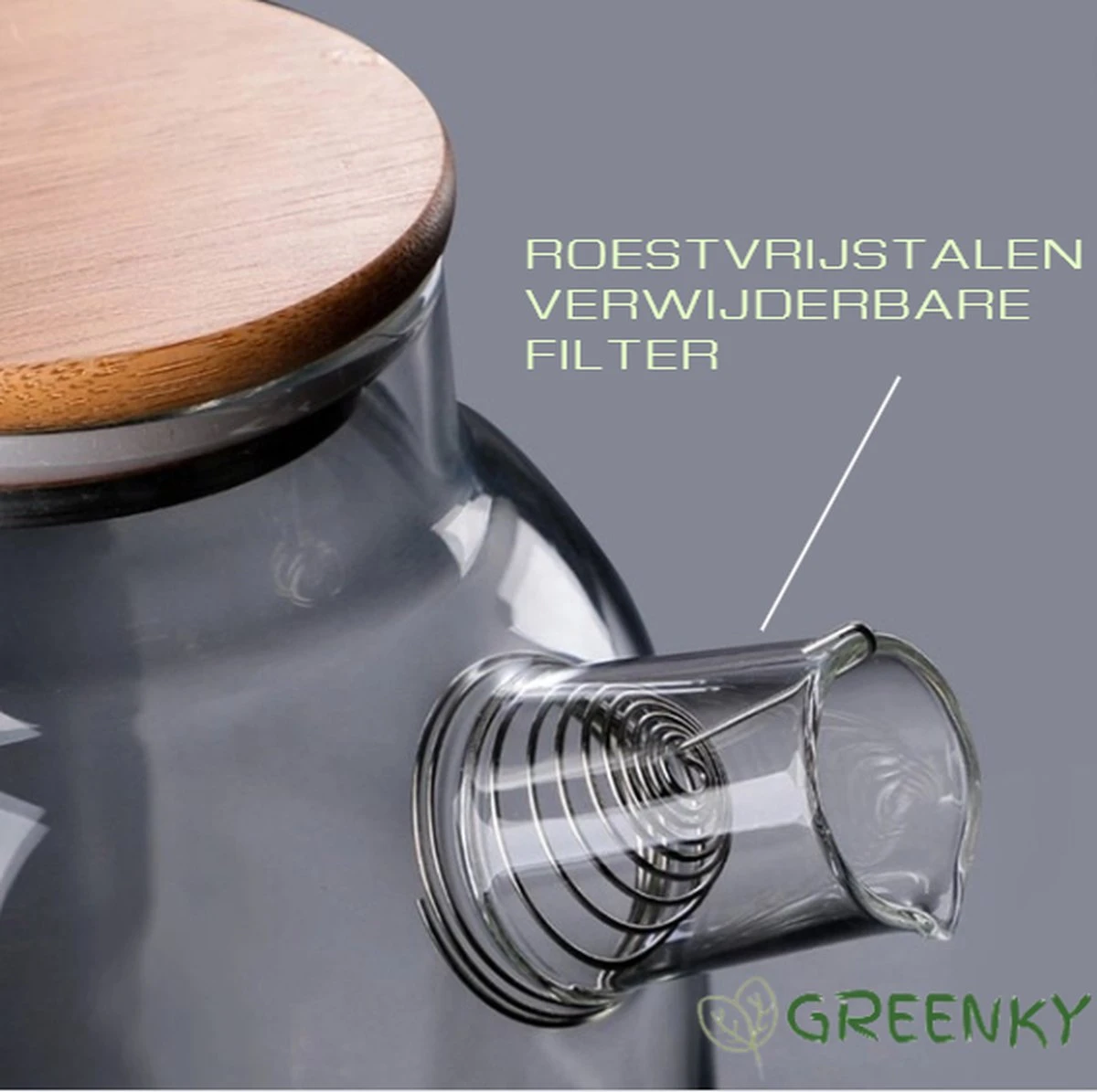 GREENKY Glazen Theepot Met Filter En Bamboe Deksel- Theekan - Duurzaam - Filter - Theehouder - Theeglas - Fruitkan - Schenkkan - Teapot - 1Liter - 1000ml 2 GREENKY Glazen Theepot Met Filter En Bamboe Deksel- Theekan - Duurzaam - Filter - Theehouder - Theeglas - Fruitkan - Schenkkan - Teapot - 1Liter - 1000ml - Afbeelding 2