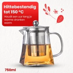 Procidi® Glazen Theepot Met Filter - Theekan Met Infuser - Dubbelwandig Borosilicaat Glas - Thee Thermoskan - Koffiekan 750 ML - Teapot -Thee Promotie Winkel 1200x1197 1