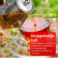 Procidi® Glazen Theepot Met Filter - Theekan Met Infuser - Dubbelwandig Borosilicaat Glas - Thee Thermoskan - Koffiekan 950 ML - Teapot -Thee Promotie Winkel 1200x1200 129