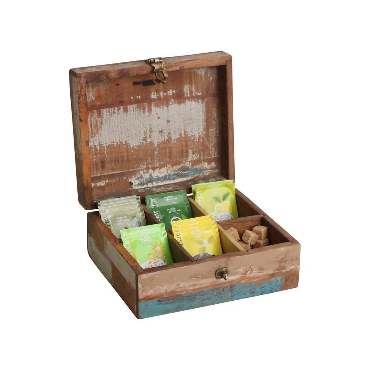 Raw Materials Scrapwood Theedoos – 6 Vakken – Gerecycled Hout 5 Raw Materials Scrapwood Theedoos – 6 Vakken – Gerecycled Hout - Afbeelding 5