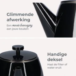 Vaja® Theepot Juliette Met Filter - Dubbelwandig -Theekan 1.0L - Glimmend Zwart -Thee Promotie Winkel 1200x1200 16