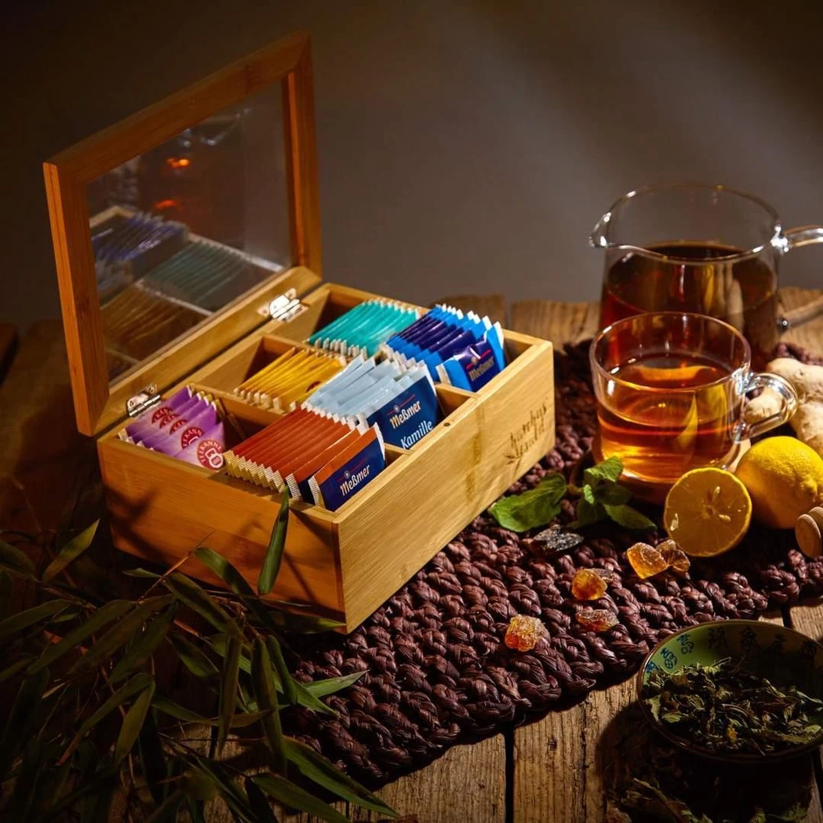 Bambuswald© Houten Theedoos Met 6 Vakken Gemaakt Van 100% Duurzame Bamboe 12 Bambuswald© Houten Theedoos Met 6 Vakken Gemaakt Van 100% Duurzame Bamboe - Afbeelding 12