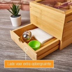 Amazy Theedoos Bamboe Extra Groot Met Lade En Theeplank - Thee Opslag Voor Theezakjes, Organizer Houten Doos Met Theekist, Theedozen Met 8 Verstelbare Verdelers, Opbergdoos -Thee Promotie Winkel 1200x1200 188