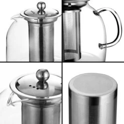 Monzana Theepot Glas - Met Theepotverwarmer – Voor 1,5 Liter RVS Zeef -Thee Promotie Winkel 1200x1200 49
