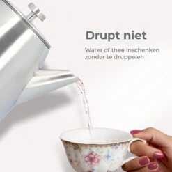 Vaja® Theepot Camille Met Filter - Zilver - 1.0L - RVS Dubbelwandig - Theekan -Thee Promotie Winkel 1200x1200 54