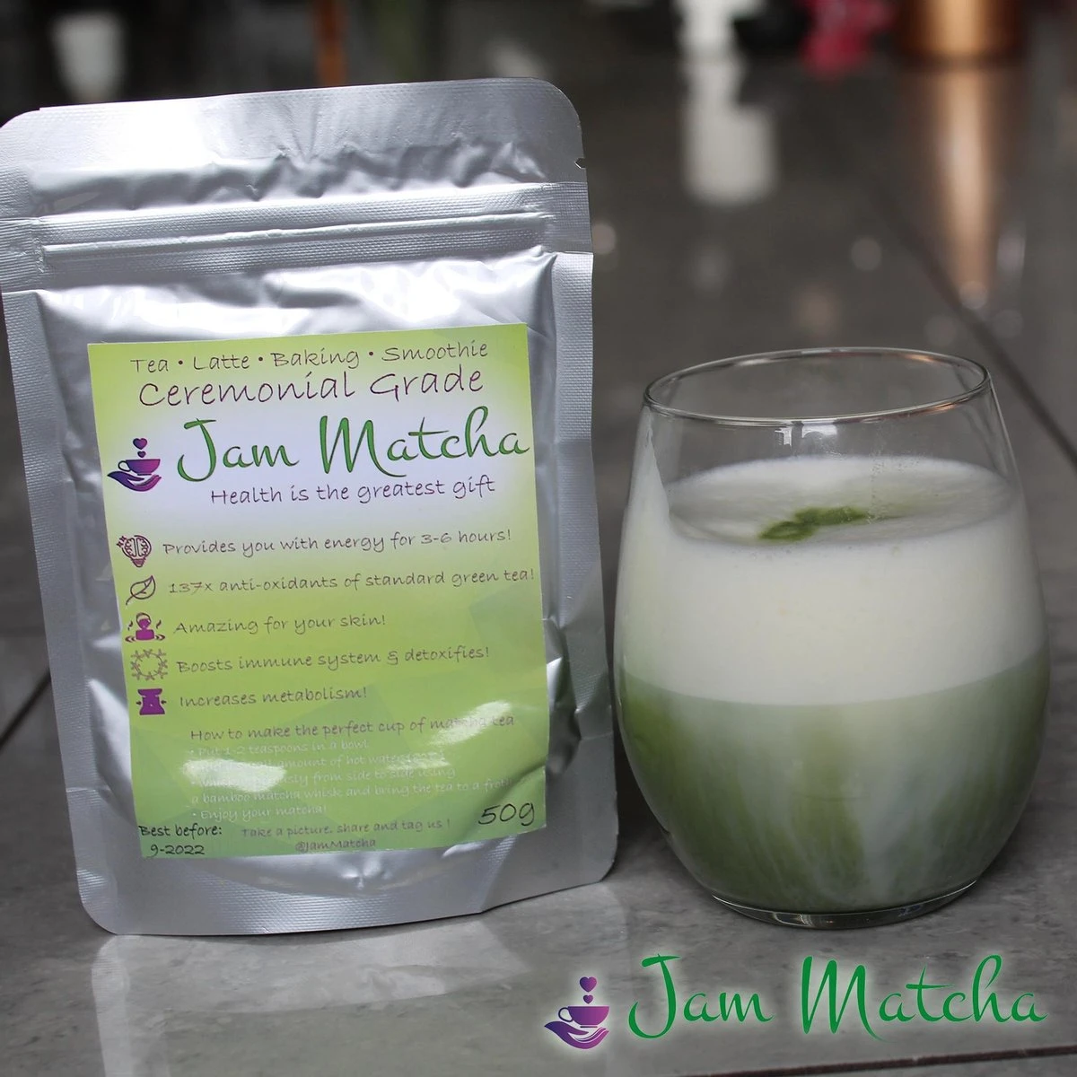 Biologische Matcha Poeder 50 Gram - CEREMONIAL GRADE - JamMatcha Groene Thee - Matcha Thee 7 Biologische Matcha Poeder 50 Gram - CEREMONIAL GRADE - JamMatcha Groene Thee - Matcha Thee - Afbeelding 7