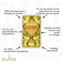 Pukka Lemon Ginger & Manuka Honey Thee, Met Gember, Citroen En Honing - 4 X 20 Zakjes - GB-BIO-05 -Thee Promotie Winkel 1200x1200 667