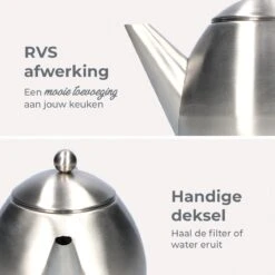 Vaja Valerie - Theepot Met Filter - Dubbelwandig - RVS - 1.2L -Thee Promotie Winkel 1200x1200 70