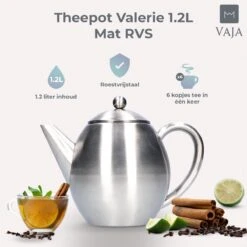 Vaja Valerie - Theepot Met Filter - Dubbelwandig - RVS - 1.2L -Thee Promotie Winkel 1200x1200 74