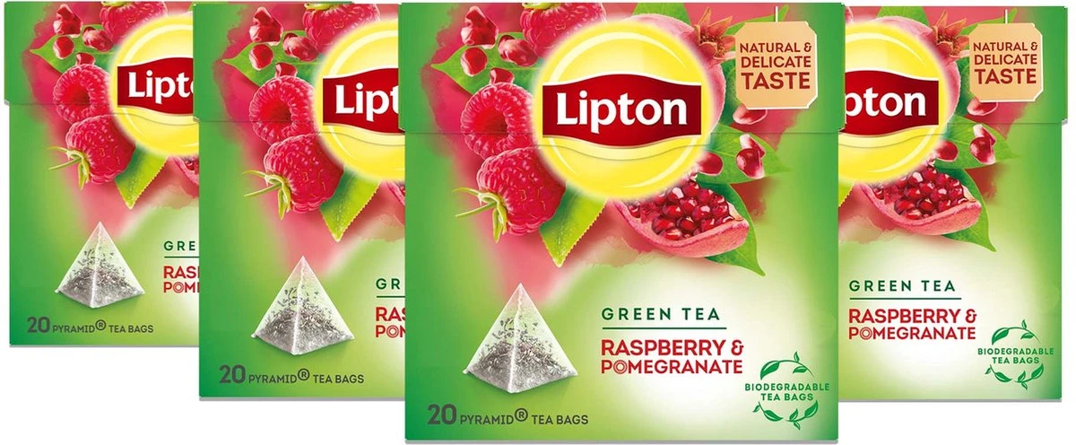Lipton Raspberry Pomegranate Groene Thee, Met Een Smaakexplosie Van Framboos En Granaatappel - 4 X 20 Zakjes - PL-EKO-03 1 Lipton Raspberry Pomegranate Groene Thee, Met Een Smaakexplosie Van Framboos En Granaatappel - 4 X 20 Zakjes - PL-EKO-03