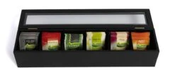 CasaLupo Theedoos Zwart 6-vaks - Met Fluweel - 43 X 9 Cm -Thee Promotie Winkel 1200x500
