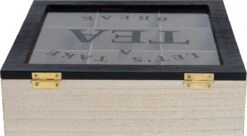 Merkloos Theekist - Bruin - Hout 9-Vaks - Glazen Deksel - Theedoos - Tea Break -Thee Promotie Winkel 1200x660