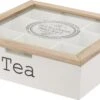 Excellent Houseware MDF En Beechwood Houten Theedoos Wit 9-vaks 24 X 24 X 7 Cm - Theedozen/theekisten