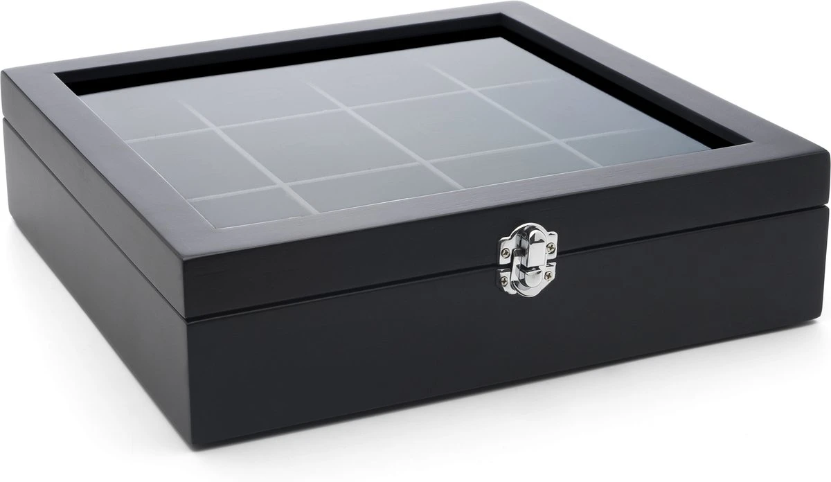 Bredemeijer - Theedoos 12-vaks Venster Bamboe Zwart 3 Bredemeijer - Theedoos 12-vaks Venster Bamboe Zwart - Afbeelding 3