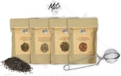 Mito Tea - Losse Thee - Deluxe Theepakket - Cadeau - Proefpakket Met 4 Verschillende Losse Thee * Special Taste * 4X 25 Gram - Avondthee - Appel/Hibiscus - Vruchtenthee - Goodmorning Tea - Random - Voorzien Van De Beste Ingrediënten