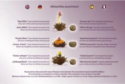 Creano Theebloemen Geschenkset Kadoverpakking Theebloemen En Glazen Theekan - Witte Theebloemen En Zwarte Theebloemen (6 Stuks) -Thee Promotie Winkel 1200x810 1