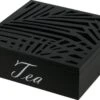 Excellent Houseware - Theedoos/theekist - 9 Vaks Hout - Zwart - 24x24cm