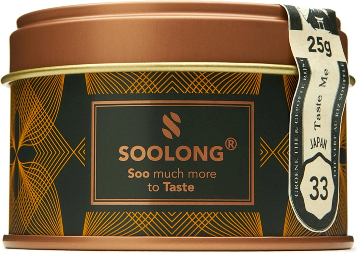 Soolong Taste Japan Nr33 Japanse Groene Thee - Fluweelzacht - Genmaicha, Matcha & Gepofte Rijst - Duurzame Losse Thee - Premium Thee Uit Japan - Blik 25gram 1 Soolong Taste Japan Nr33 Japanse Groene Thee - Fluweelzacht - Genmaicha, Matcha & Gepofte Rijst - Duurzame Losse Thee - Premium Thee Uit Japan - Blik 25gram