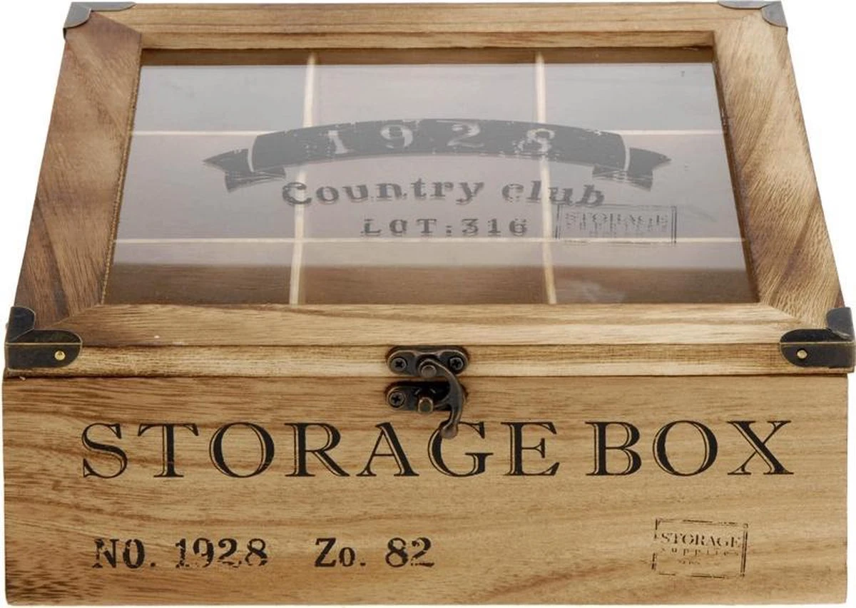 Merkloos Houten Theekist - 9-vaks Theedoos 4 Merkloos Houten Theekist - 9-vaks Theedoos - Afbeelding 4