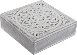 MDF Houten Theedoos/theekist Mandala Wit 9 Vakken 23 X 23 X 7 Cm - Theezakjes Bewaardozen -Thee Promotie Winkel 1200x862