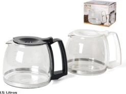 Merkloos Koffiepot Met Zwarte Deksel En Handvat 1,5 Liter - Glazen Universele Koffie/koffie Potten - 1500 Ml Reserve Koffiepotten